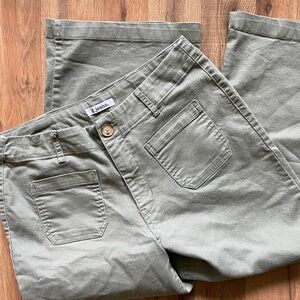 Light Green Cropped Wide Leg Pants